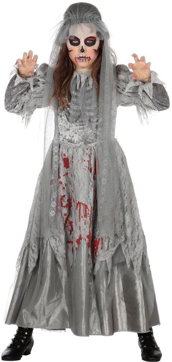 Spook & Skelet Kostuum | Zo Zijn We Niet Getrouwd Halloween Bruid | Meisje | Maat 164 | Halloween | Verkleedkleding